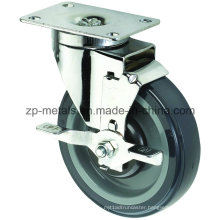 Medium Sized Biaxial PU Caster Wheels with Brake